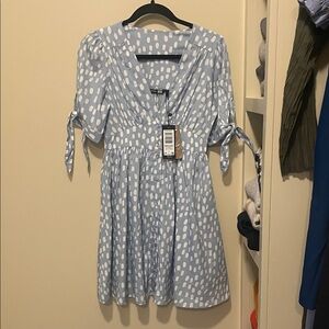 ASOS Blue and White Polka Dot Mini Dress